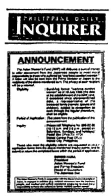 In Press conference letters of the Prime Minister and the AWF President were shown by Maria Rosa Henson, Anasatasia Cortez and Rufina Fernandez.